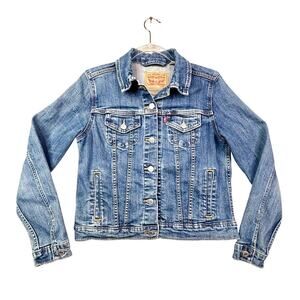 Levi's Women's Medium Denim‎ Trucker Jacket Blue Button Front Classic